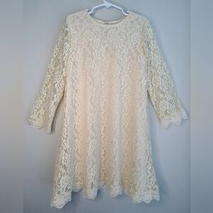 NWOT Boss Dream - Girl's Off White LS Lace Dress, Sz 8 and Faux Pearl Bracelet